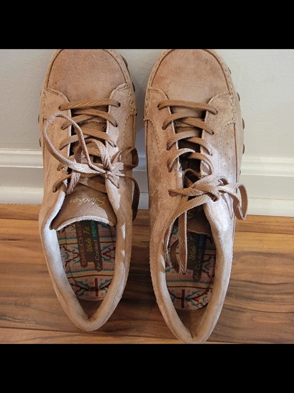 Skechers Slip-On Lace Sneakers in Tan Suede